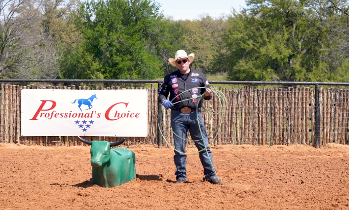 Coleman Proctor demonstrating roping dummy drill for headers